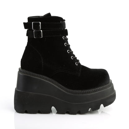SHAKER-52 *4 1/2" Wedge PF Lace-Up Ankle Boot, Side Zip