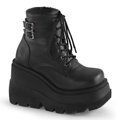 SHAKER-52 *4 1/2" Wedge PF Lace-Up Ankle Boot, Side Zip