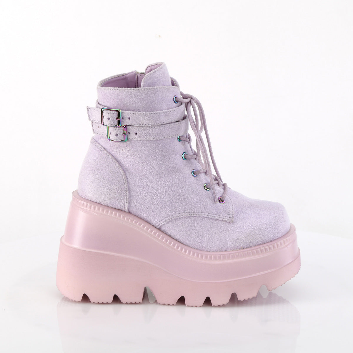 SHAKER-52 4 1/2" StackedWedgePF Lace-UpAnkle Boot w/BuckleStraps