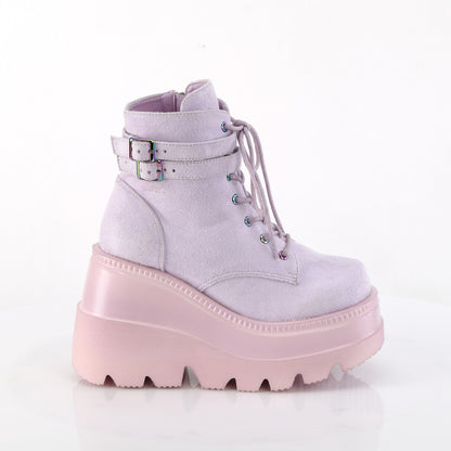 SHAKER-52 4 1/2" StackedWedgePF Lace-UpAnkle Boot w/BuckleStraps