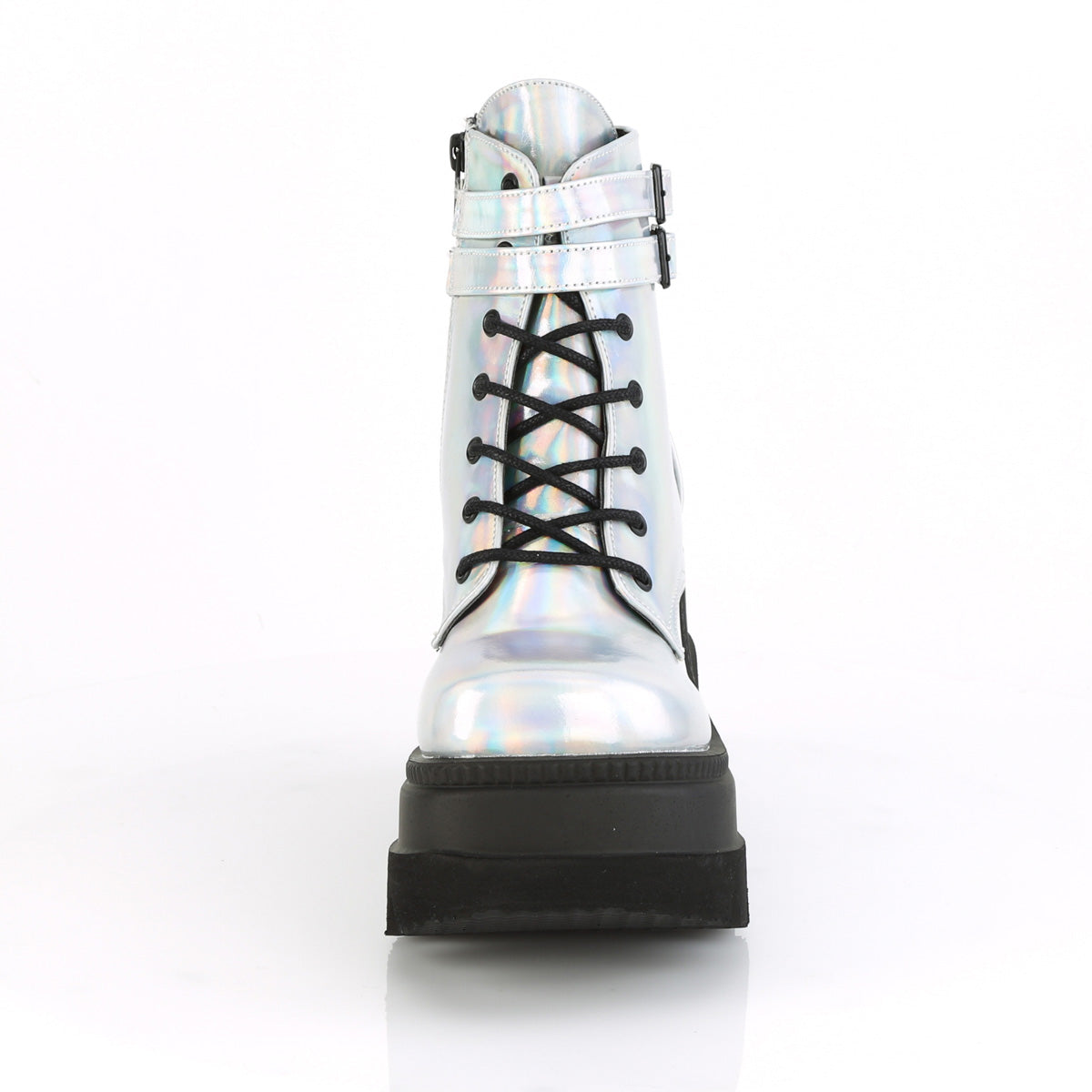 SHAKER-52 4 1/2" StackedWedgePF Lace-UpAnkle Boot w/BuckleStraps