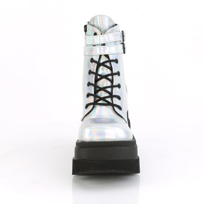 SHAKER-52 4 1/2" StackedWedgePF Lace-UpAnkle Boot w/BuckleStraps