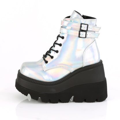 SHAKER-52 4 1/2" StackedWedgePF Lace-UpAnkle Boot w/BuckleStraps