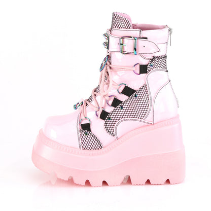 SHAKER-60 *4 1/2" Wedge PF Lace-Up Ankle Boot, Back Metal Zipper