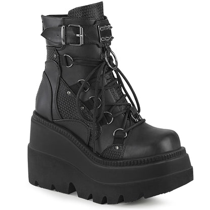 SHAKER-60 *4 1/2" Wedge PF Lace-Up Ankle Boot, Back Metal Zipper
