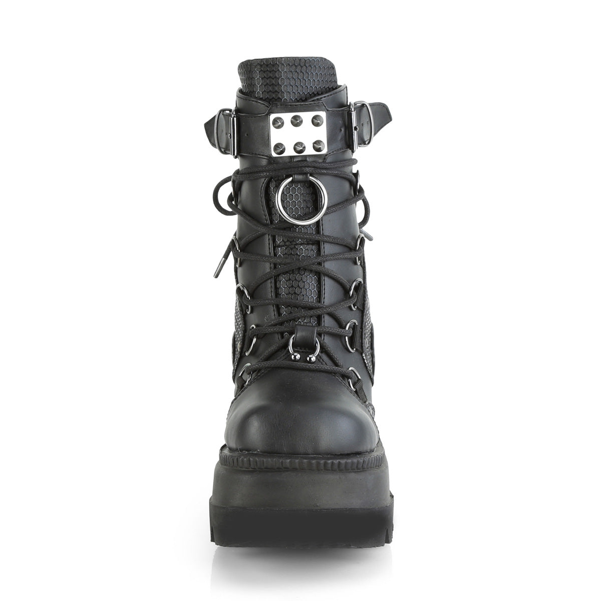 SHAKER-60 *4 1/2" Wedge PF Lace-Up Ankle Boot, Back Metal Zipper