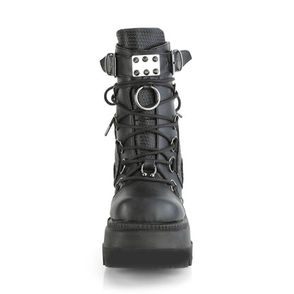 SHAKER-60 *4 1/2" Wedge PF Lace-Up Ankle Boot, Back Metal Zipper