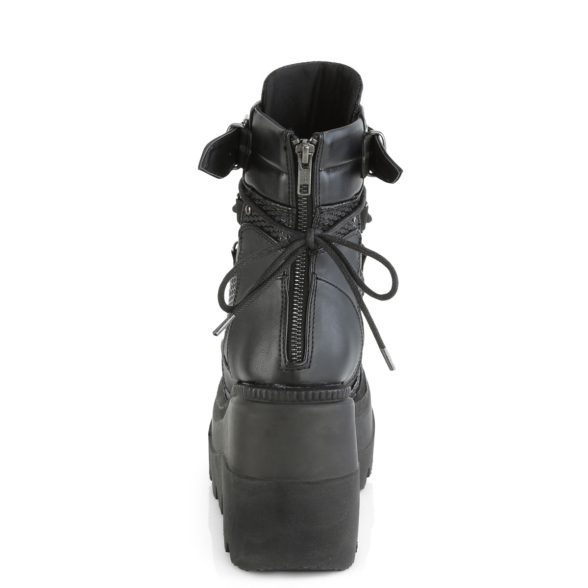 SHAKER-60 4 1/2" Wedge PF Lace-Up Ankle Boot, Back Metal Zipper