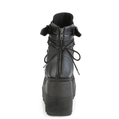 SHAKER-60 4 1/2" Wedge PF Lace-Up Ankle Boot, Back Metal Zipper