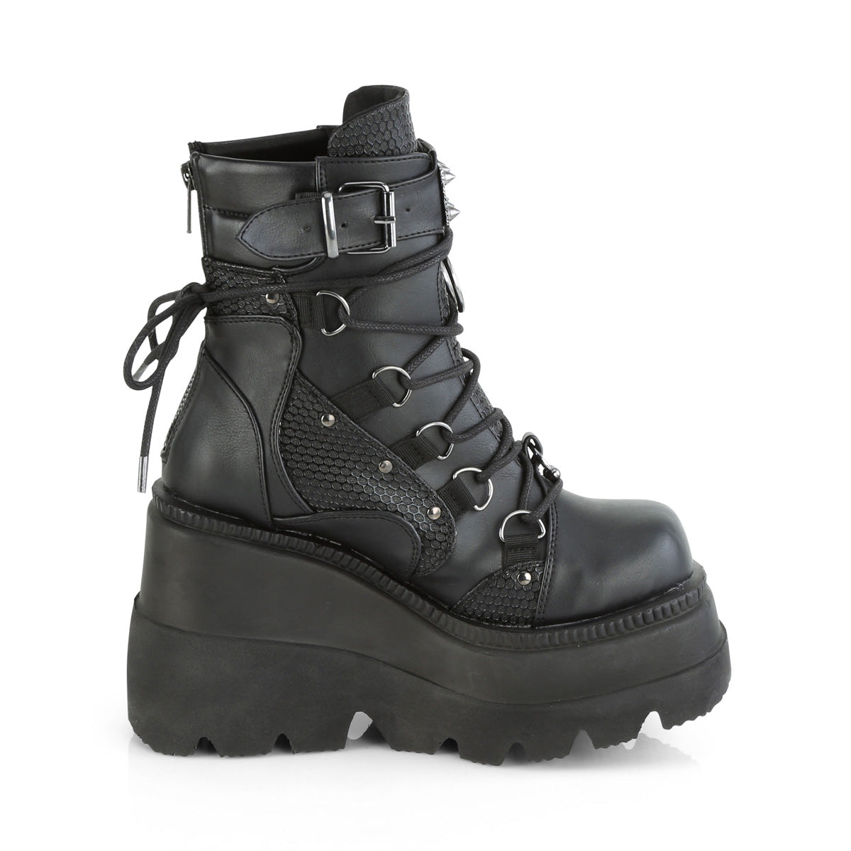 SHAKER-60 4 1/2" Wedge PF Lace-Up Ankle Boot, Back Metal Zipper