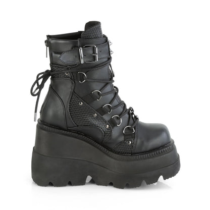 SHAKER-60 4 1/2" Wedge PF Lace-Up Ankle Boot, Back Metal Zipper