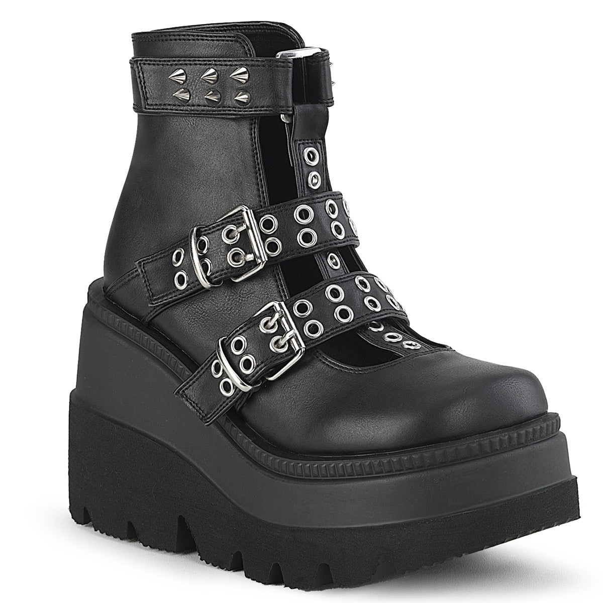 SHAKER-62 *4 1/2" Wedge Platform Cage Bootie, Back Zip