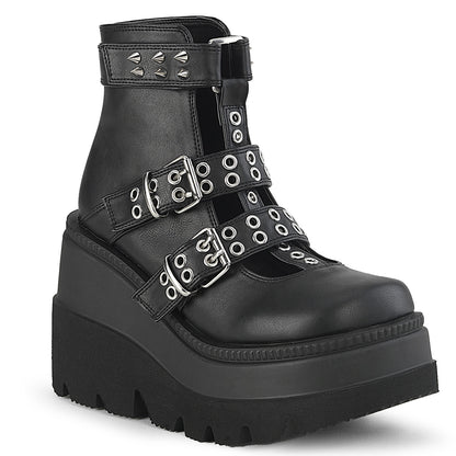 SHAKER-62 *4 1/2" Wedge Platform Cage Bootie, Back Zip