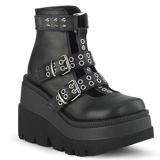 SHAKER-62 *4 1/2" Wedge Platform Cage Bootie, Back Zip