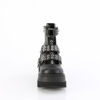 SHAKER-62 *4 1/2" Wedge Platform Cage Bootie, Back Zip