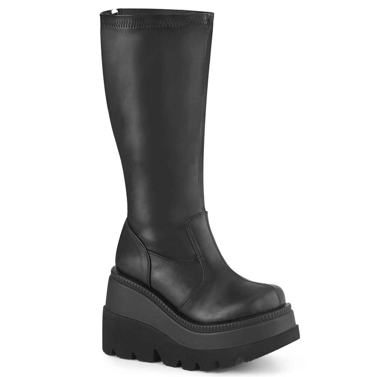 SHAKER-65WC 4 1/2" Wedge PF STR Wide Calf Knee High Boot, Back Zip