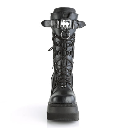 SHAKER-70 1/2" Wedge PF Lace-Up Mid-Calf Boot, Back Metal Zipper