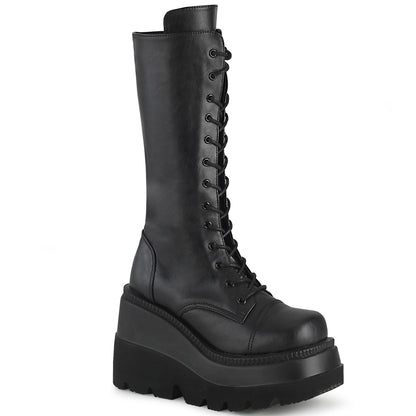 SHAKER-72 4 1/2" Wedge PF Lace-Up Mid-Calf Boot, Side Zip