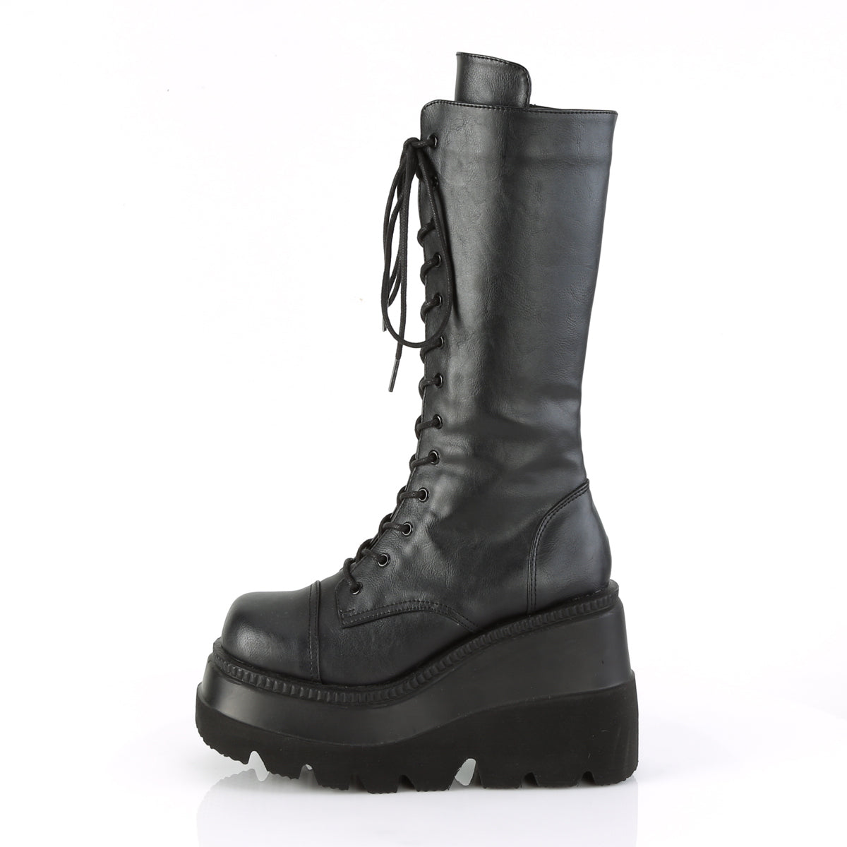 SHAKER-72 4 1/2" Wedge PF Lace-Up Mid-Calf Boot, Side Zip