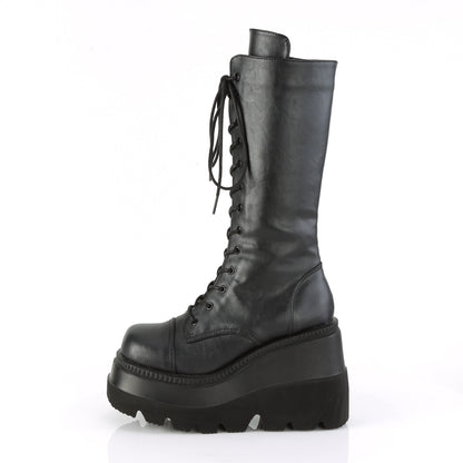 SHAKER-72 4 1/2" Wedge PF Lace-Up Mid-Calf Boot, Side Zip