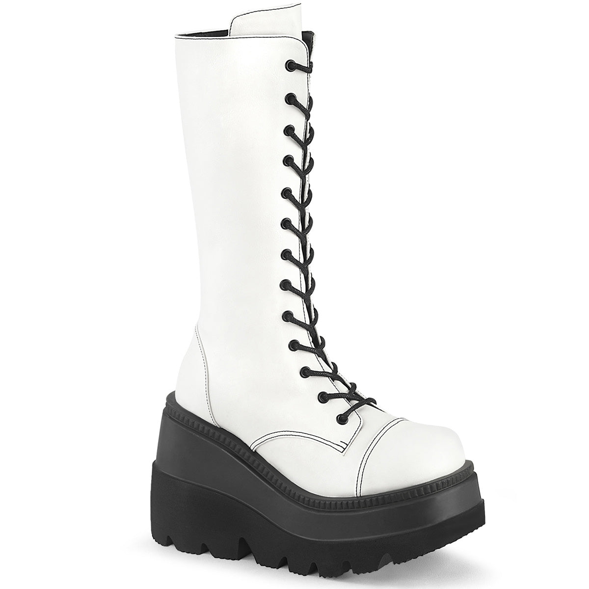 SHAKER-72 4 1/2" Wedge PF Lace-Up Mid-Calf Boot, Side Zip