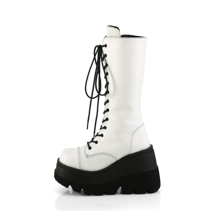 SHAKER-72 **4 1/2" Wedge PF Lace-Up Mid-Calf Boot, Side Zip