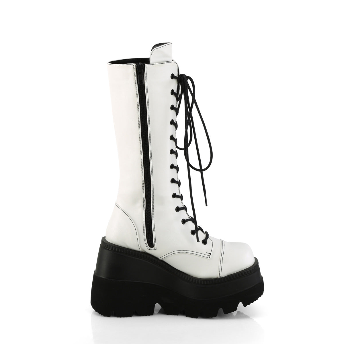 SHAKER-72 **4 1/2" Wedge PF Lace-Up Mid-Calf Boot, Side Zip