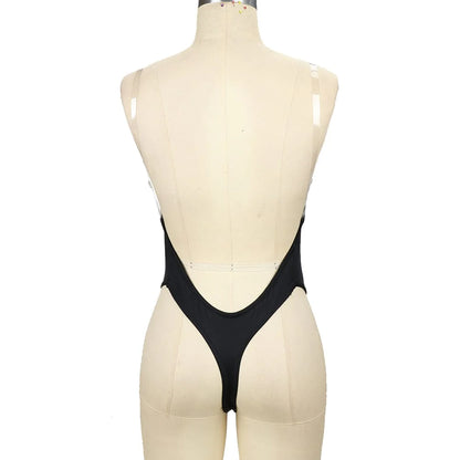 Shapewear Backless U-plunge Bra Fabric Tummy Control Bodysuit with Nubuck Shoulder Straps