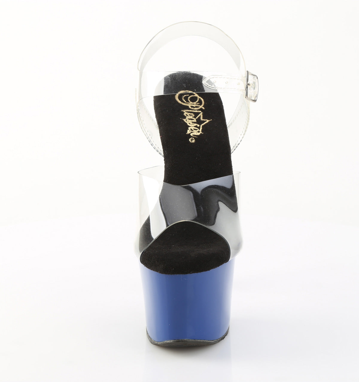SKY-308 7" Heel, 2 3/4" Chrome Plated PF Ankle Strap Sandal