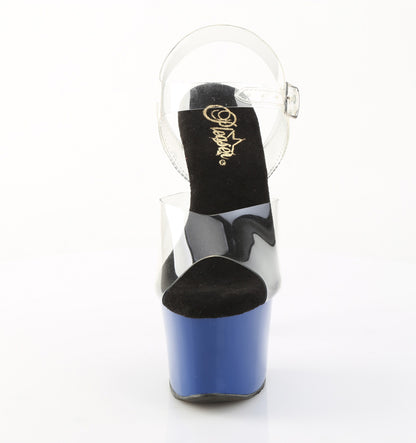 SKY-308 7" Heel, 2 3/4" Chrome Plated PF Ankle Strap Sandal
