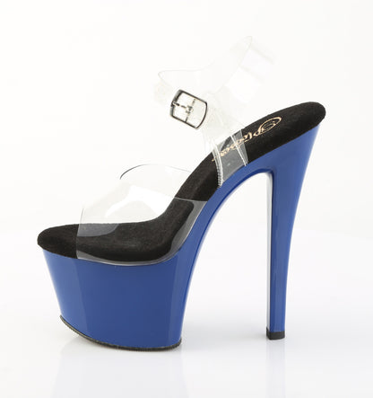 SKY-308 7" Heel, 2 3/4" Chrome Plated PF Ankle Strap Sandal