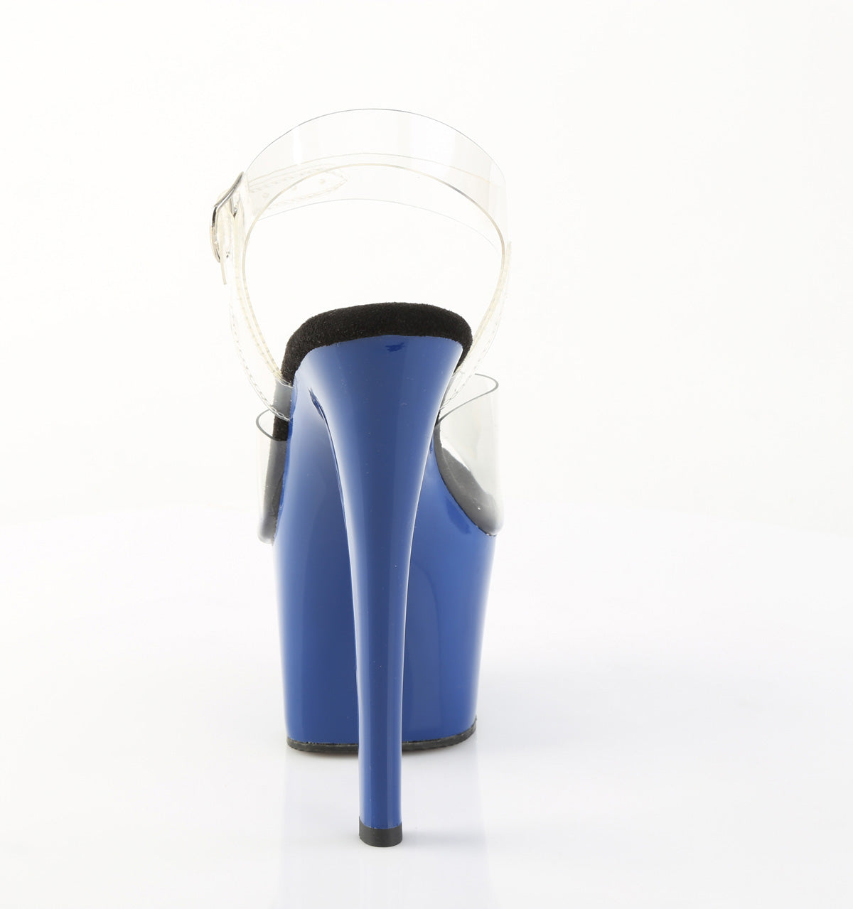 SKY-308 7" Heel, 2 3/4" Chrome Plated PF Ankle Strap Sandal