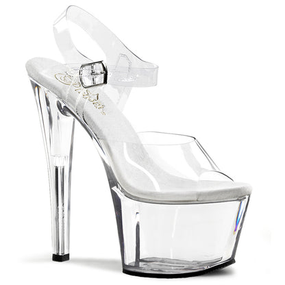 SKY-308 7" Heel, 2 3/4" Chrome Plated PF Ankle Strap Sandal
