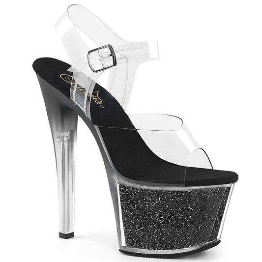 SKY-308G-T *7" Heel, 2 3/4" PF Ankle Strap Sandal w/ Tinted Heel
