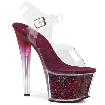 SKY-308G-T *7" Heel, 2 3/4" PF Ankle Strap Sandal w/ Tinted Heel