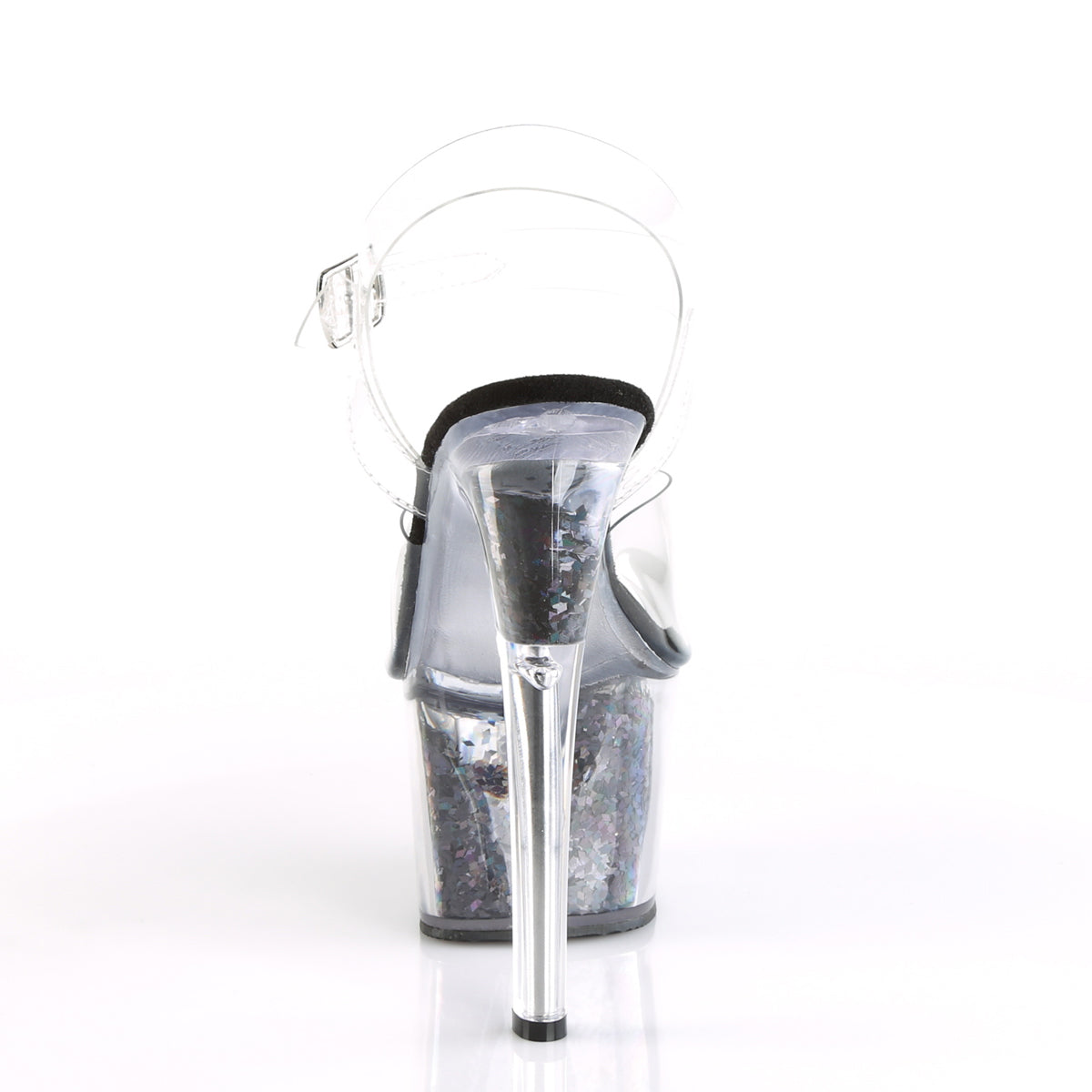 SKY-308GF *7" Heel, 2 3/4" Glitter Filled PF Ankle Strap Sandal