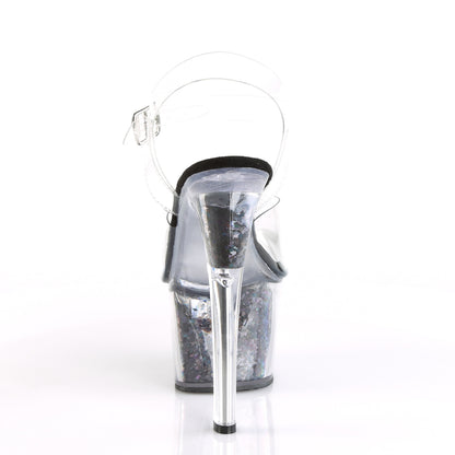 SKY-308GF *7" Heel, 2 3/4" Glitter Filled PF Ankle Strap Sandal