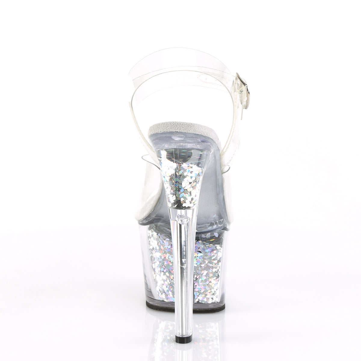 SKY-308GF *7" Heel, 2 3/4" Glitter Filled PF Ankle Strap Sandal