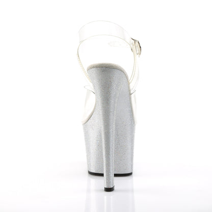 SKY-308MG 7" Heel, 2 3/4" PF Ankle Strap Sandal w/Mini Glitter