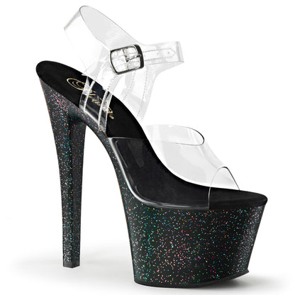 SKY-308MG 7" Heel, 2 3/4" PF Ankle Strap Sandal w/Mini Glitter