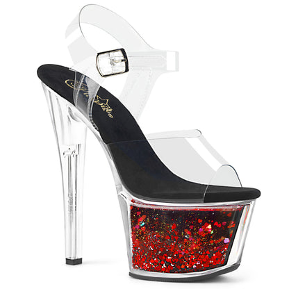 SKY-308WHG *7" Heel, 2 3/4" PF Ankle Strap Sandal w/ Liquid Infused PF