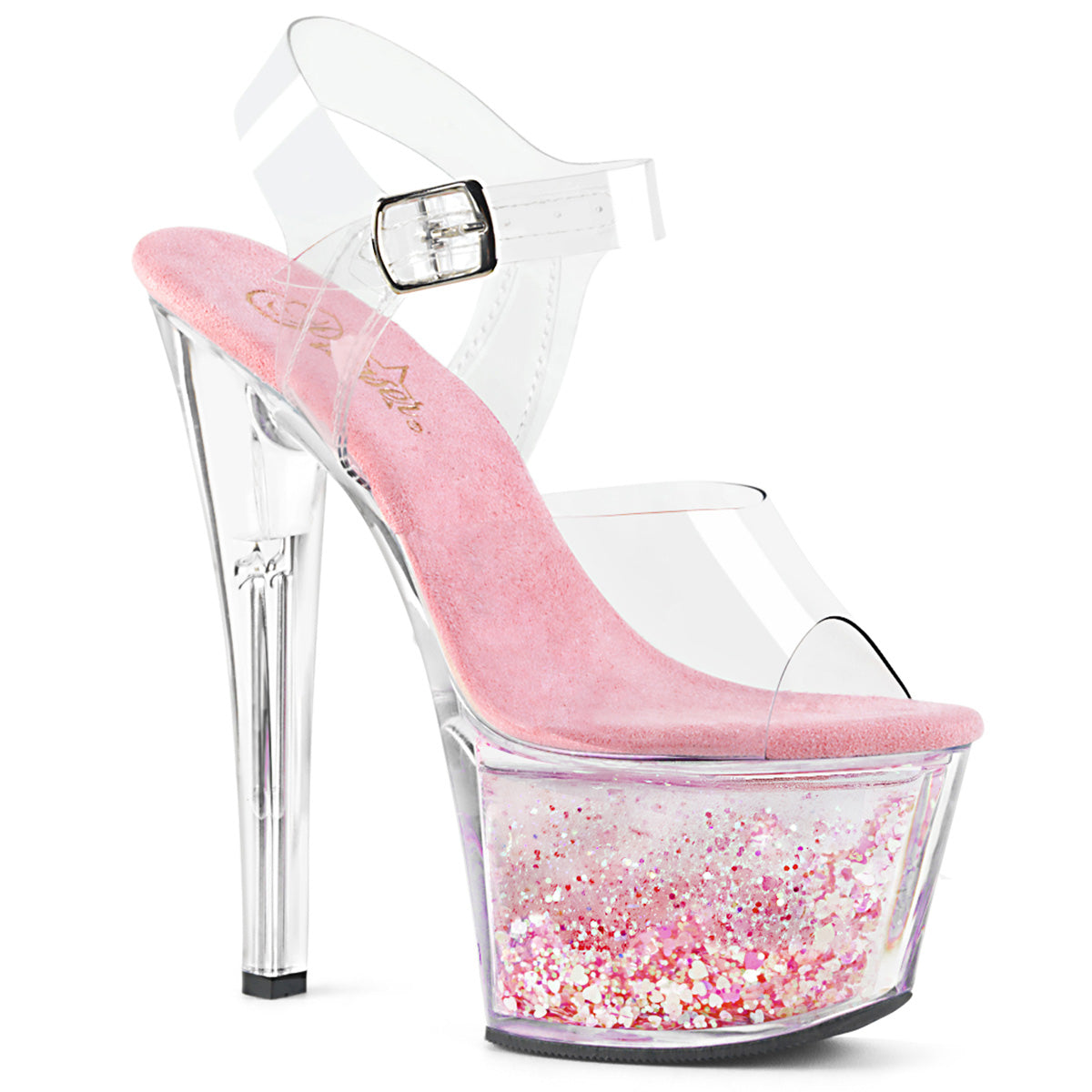 SKY-308WHG *7" Heel, 2 3/4" PF Ankle Strap Sandal w/ Liquid Infused PF