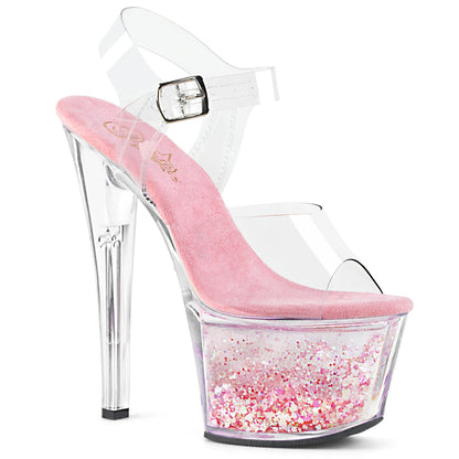 SKY-308WHG *7" Heel, 2 3/4" PF Ankle Strap Sandal w/ Liquid Infused PF