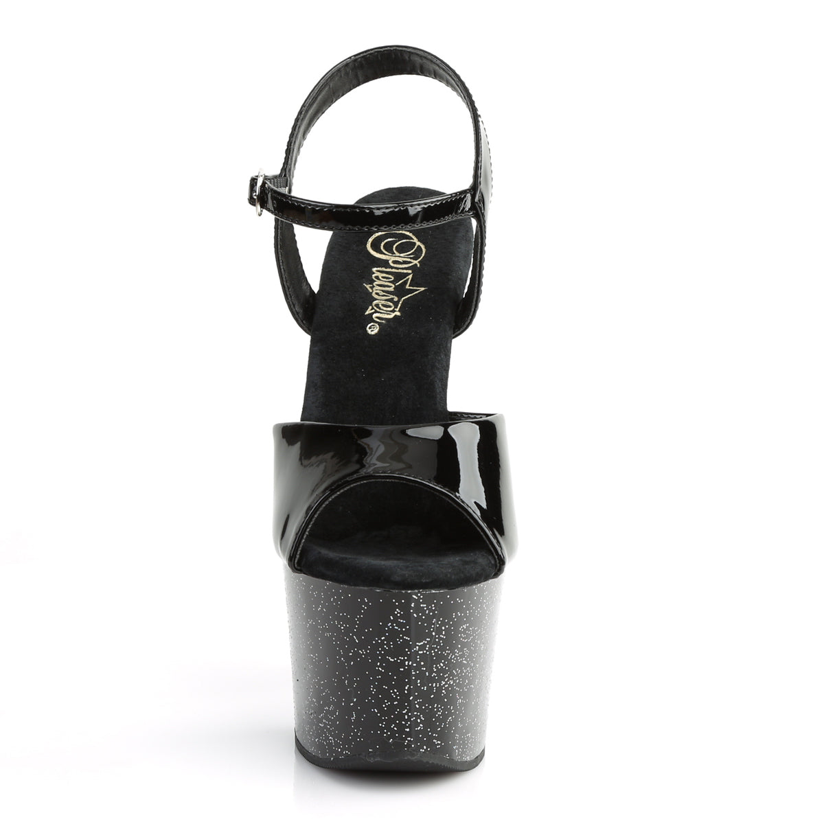 SKY-309MG 7" Heel, 2 3/4" PF Ankle Strap Sandal w/Mini Glitter