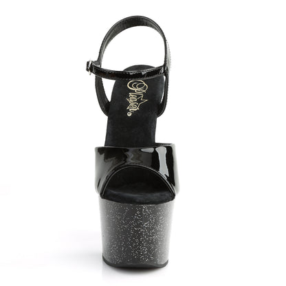 SKY-309MG 7" Heel, 2 3/4" PF Ankle Strap Sandal w/Mini Glitter