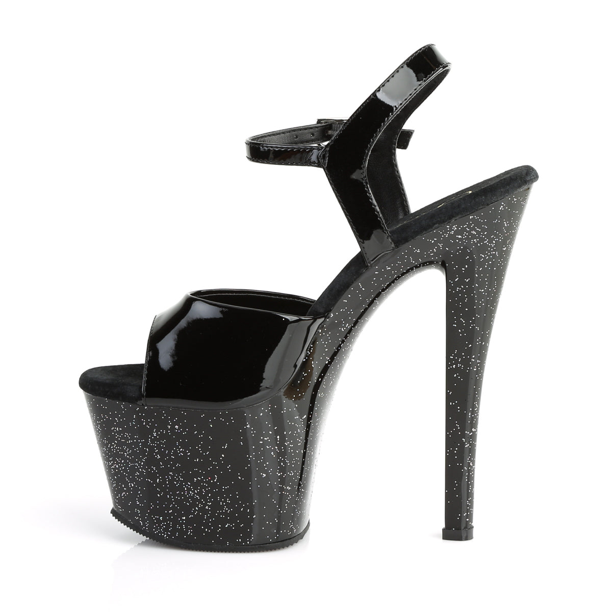 SKY-309MG 7" Heel, 2 3/4" PF Ankle Strap Sandal w/Mini Glitter