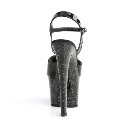 SKY-309MG 7" Heel, 2 3/4" PF Ankle Strap Sandal w/Mini Glitter
