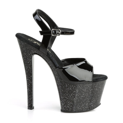 SKY-309MG 7" Heel, 2 3/4" PF Ankle Strap Sandal w/Mini Glitter