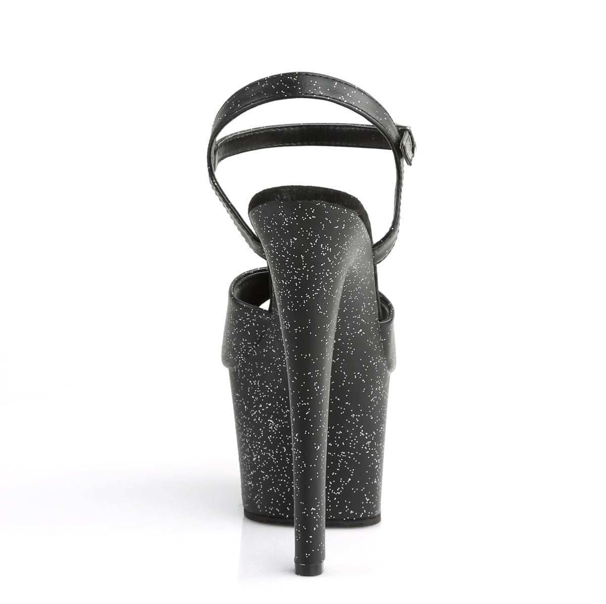 SKY-309MMG 7" Heel, 2 3/4" PF Heel Ankle Strap Sandal w/Mini Glitter