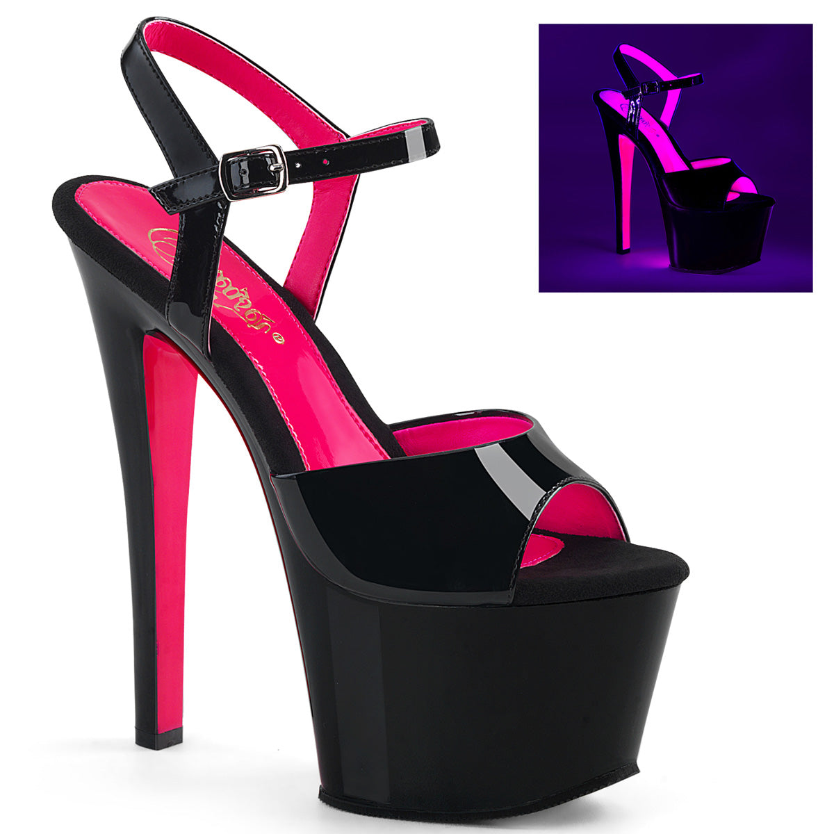SKY-309TT *7" Heel, 2 3/4" PF Two Tone Ankle Strap Sandal
